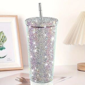 Sparkling Rhinestone Tumbler with Straw